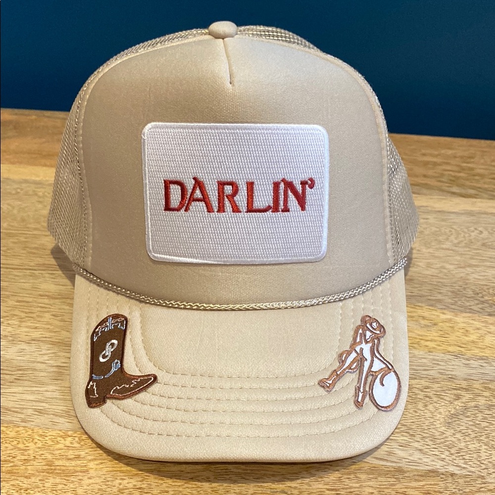 Darlin' Cowgirl Trucker Hat in Beige, Adjustable One Size